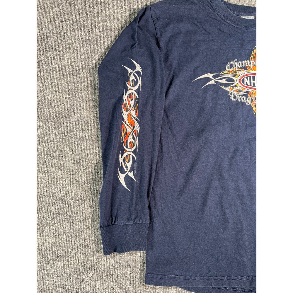 Vintage NHRA Drag Racing T-Shirt Men Large Navy Blue Long Sleeve Tribal Flames - Picture 3 of 9